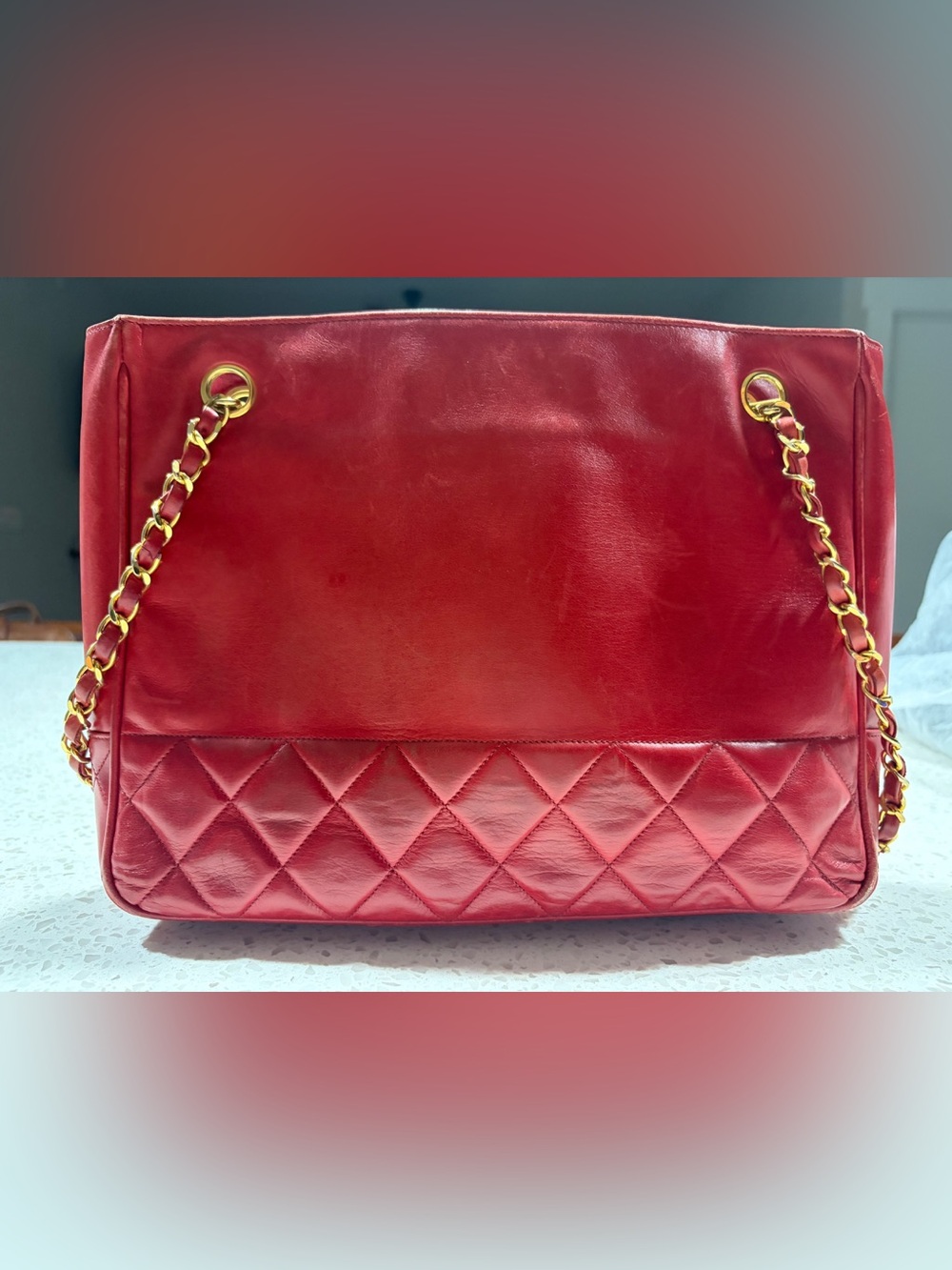 CHANEL Red Quilted Lambskin Shoulder Bag - Picture 2 of 4